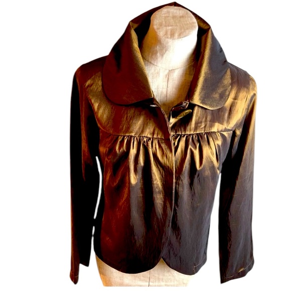 Steve Madden Metallic Gold/Bronze Lightweight Swing Jacket   Size Medium - Picture 1 of 7